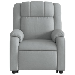 Podnoszony fotel masujący, rozkładany, jasnoszary, tkanina