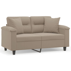 2-osobowa sofa z poduszkami, kolor taupe, 120 cm, mikrofibra