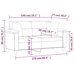 2-osobowa sofa z poduszkami, cappuccino, 140 cm, sztuczna skóra