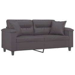 2-osobowa sofa z poduszkami, szara, 140 cm, sztuczna skóra