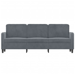 Sofa 3-osobowa, ciemnoszara, 180 cm, obita aksamitem