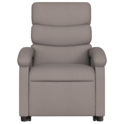 Podnoszony fotel masujący, rozkładany, kolor taupe, tkanina