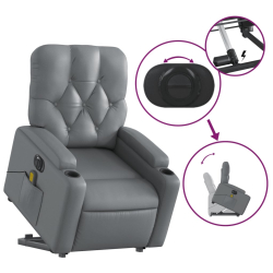 Rozkładany fotel pionizujący z masażem, elektryczny, szary