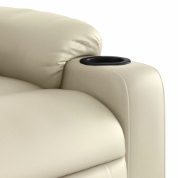 Rozkładany fotel pionizujący z masażem, elektryczny, kremowy