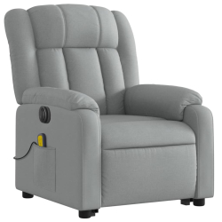 Podnoszony fotel masujący, elektryczny, rozkładany, jasnoszary