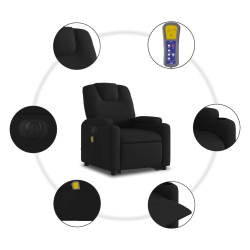 Podnoszony fotel masujący, elektryczny, rozkładany, czarny