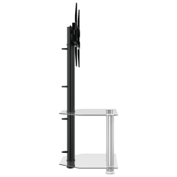 Narożny stojak na TV 32-70 cali, 2-poziomowy, czarno-srebrny