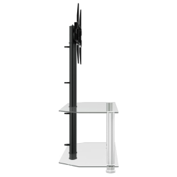 Narożny stojak na TV 32-70 cali, 2-poziomowy, czarno-srebrny