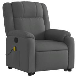 Podnoszony fotel masujący, rozkładany, ciemnoszary, tkanina