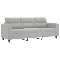 3-osobowa sofa, jasnoszary, 180 cm, tapicerowana mikrofibrą