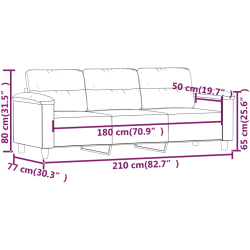 3-osobowa sofa, jasnoszary, 180 cm, tapicerowana mikrofibrą