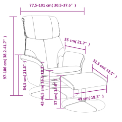 Rozkładany fotel masujący z podnóżkiem, szary, sztuczna skóra