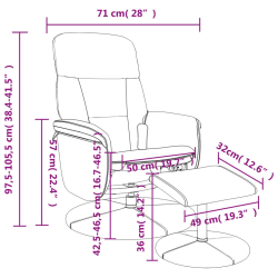 Rozkładany fotel masujący z podnóżkiem, jasnoszary, aksamit