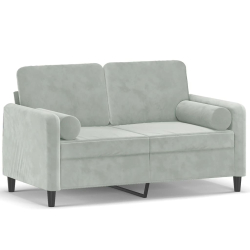 2-osobowa sofa z poduszkami, jasnoszara, 120 cm, aksamit