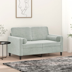 2-osobowa sofa z poduszkami, jasnoszara, 120 cm, aksamit