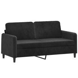 2-osobowa sofa z poduszkami, czarna, 140 cm, aksamit