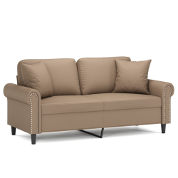 2-osobowa sofa z poduszkami, cappuccino, 140 cm, sztuczna skóra
