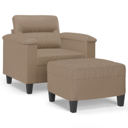 Fotel z podnóżkiem, kolor cappuccino, 60 cm, sztuczną skórą