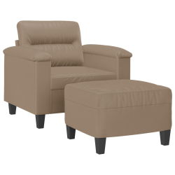 Fotel z podnóżkiem, kolor cappuccino, 60 cm, sztuczną skórą