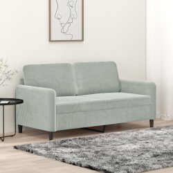 Sofa 2-osobowa, jasnoszara, 140 cm, tapicerowana aksamitem