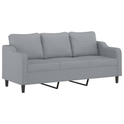 Sofa 3-osobowa, jasnoszara, 180 cm, tapicerowana tkaniną