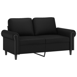 2-osobowa sofa z poduszkami, czarna, sztuczna skóra