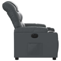 Elektryczny fotel rozkładany, szary, obity sztuczną skórą