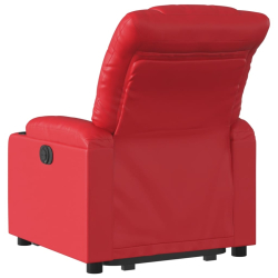 Rozkładany fotel pionizujący, elektryczny, czerwony, ekoskóra