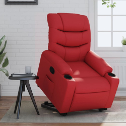 Rozkładany fotel pionizujący, elektryczny, czerwony, ekoskóra