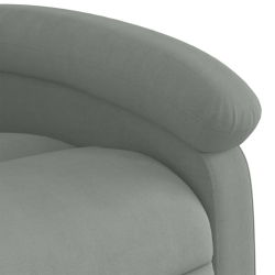 Rozkładany fotel masujący, podnoszony, jasnoszary, aksamitny