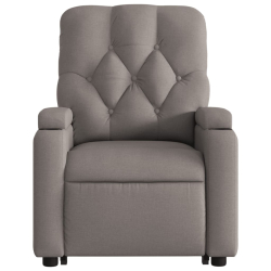 Podnoszony fotel masujący, rozkładany, kolor taupe, tkanina