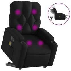 Rozkładany fotel pionizujący z masażem, elektryczny, czarny