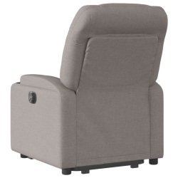 Podnoszony fotel rozkładany, elektryczny, kolor taupe, tkanina