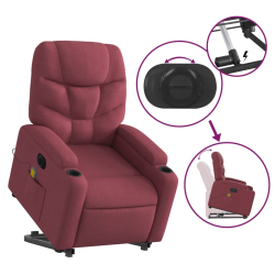 Podnoszony fotel masujący, elektryczny, rozkładany, czerwony