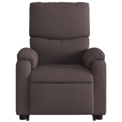 Podnoszony fotel masujący, rozkładany, ciemnobrązowy, tkanina