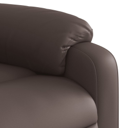 Podnoszony fotel rozkładany, brązowy, obity sztuczną skórą