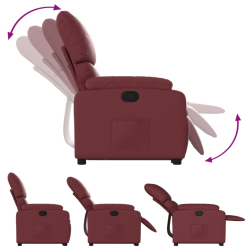 Podnoszony fotel masujący, rozkładany, winna czerwień, ekoskóra