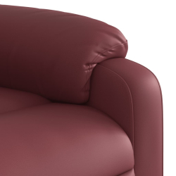 Podnoszony fotel masujący, rozkładany, winna czerwień, ekoskóra