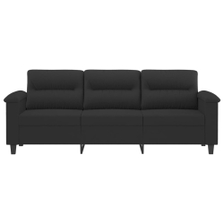 3-osobowa sofa, czarny, 180 cm, tapicerowana mikrofibrą