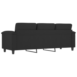 3-osobowa sofa, czarny, 180 cm, tapicerowana mikrofibrą