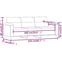 3-osobowa sofa, czarny, 180 cm, tapicerowana mikrofibrą