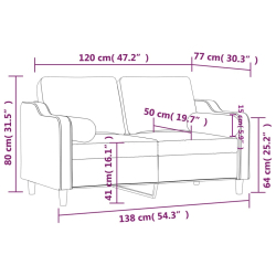 2-osobowa sofa z poduszkami, czarna, 120 cm, tkanina