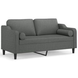 2-osobowa sofa z poduszkami, ciemnoszara, 140 cm, tkanina