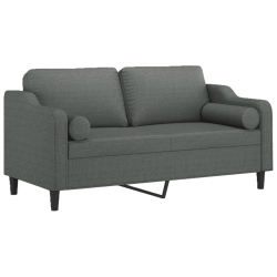 2-osobowa sofa z poduszkami, ciemnoszara, 140 cm, tkanina