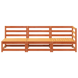 Ogrodowa sofa 3-osobowa, woskowy brąz, lite drewno sosnowe