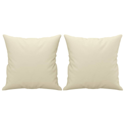 2-osobowa sofa z poduszkami, kremowa, 140 cm, sztuczna skóra