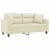 2-osobowa sofa z poduszkami, kremowa, 140 cm, sztuczna skóra