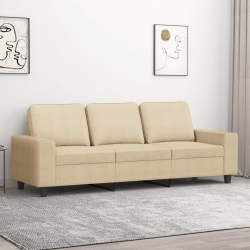 3-osobowa sofa, kremowa, 180 cm, tapicerowana tkaniną