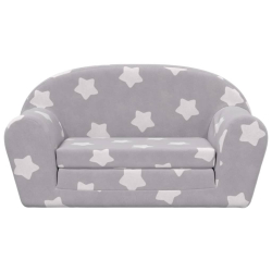 2-os. sofa dla dzieci, rozkładana, szara w gwiazdki, plusz