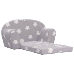 2-os. sofa dla dzieci, rozkładana, szara w gwiazdki, plusz
